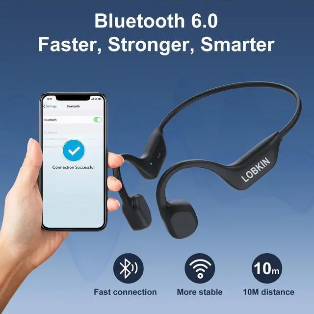 Alt view image 5 of 7 - Bone Conduction Headphones Bluetooth 6.0 with Mic, IPX6 Waterproof | Open Ear Headphones 10H Playtime, Sweat Resistant, 24g Lightweight Sports Earbuds for Running Cycling Hiking (Black)