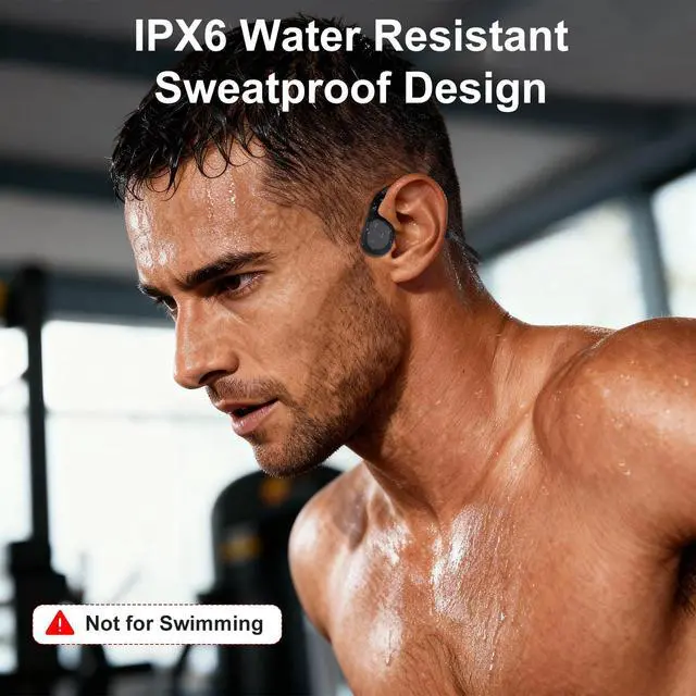 Alt view image 6 of 7 - Bone Conduction Headphones Bluetooth 6.0 with Mic, IPX6 Waterproof | Open Ear Headphones 10H Playtime, Sweat Resistant, 24g Lightweight Sports Earbuds for Running Cycling Hiking (Black)