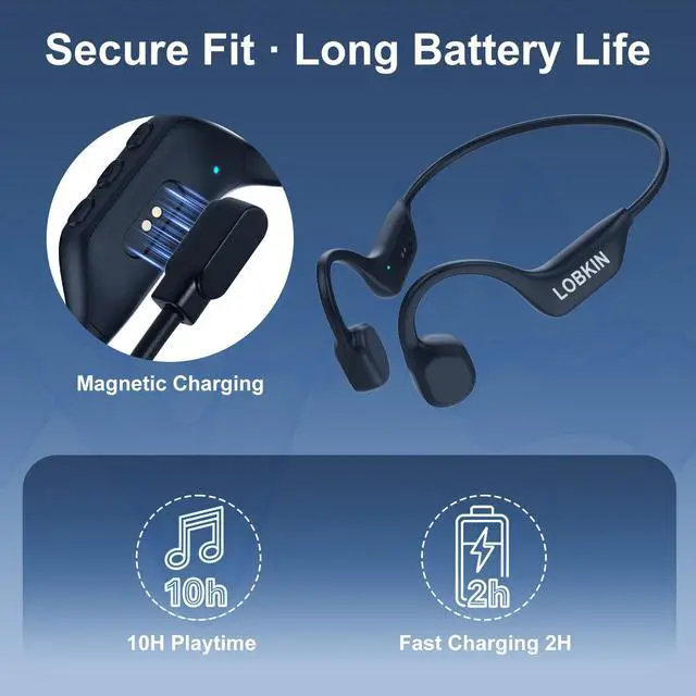 Alt view image 7 of 7 - Bone Conduction Headphones Bluetooth 6.0 with Mic, IPX6 Waterproof | Open Ear Headphones 10H Playtime, Sweat Resistant, 24g Lightweight Sports Earbuds for Running Cycling Hiking (Black)