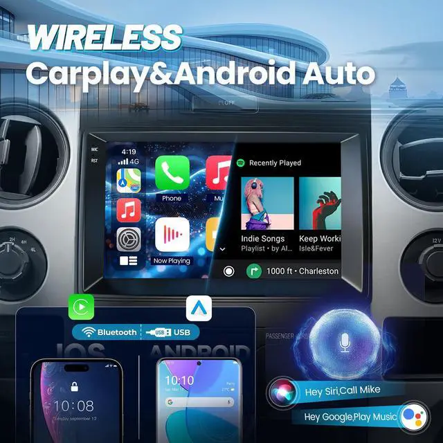 Alt view image 3 of 7 - 4+64G Radio Upgrade for Ford F150 2013 2014 Stereo with Carplay Android Auto 9 Inch F150 Touchscreen Android 13 Head Unit 5Ghz WiFi Bluetooth 5.4 GPS SWC 1080P Backup Camera