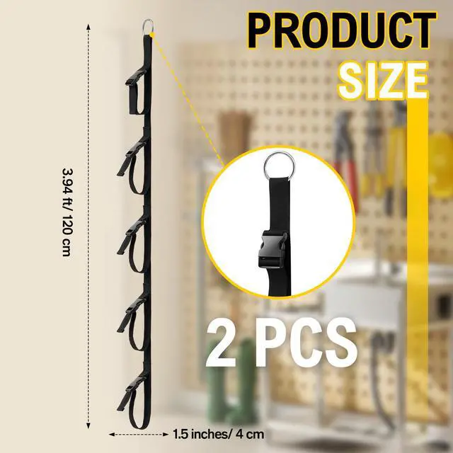 Alt view image 2 of 6 - 2 Pcs Extension Cord Organizers and Storage Garage Extension Cord Holder with 5 Slots Organizer Black Cord Organizer Straps for Vertical Space Cable Hose Rope String Lights