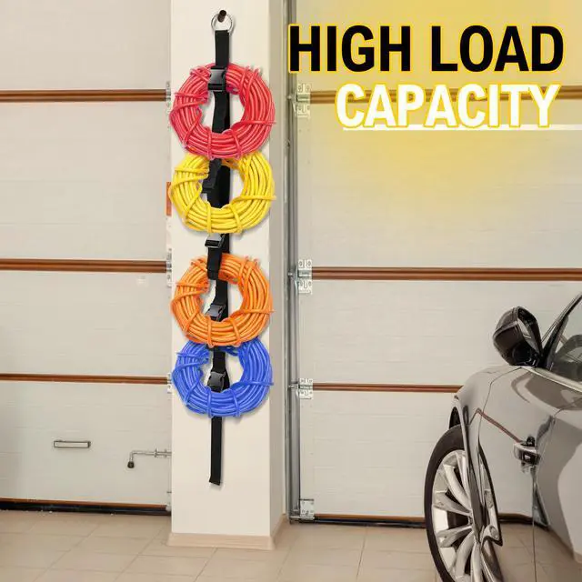 Alt view image 6 of 6 - 2 Pcs Extension Cord Organizers and Storage Garage Extension Cord Holder with 5 Slots Organizer Black Cord Organizer Straps for Vertical Space Cable Hose Rope String Lights