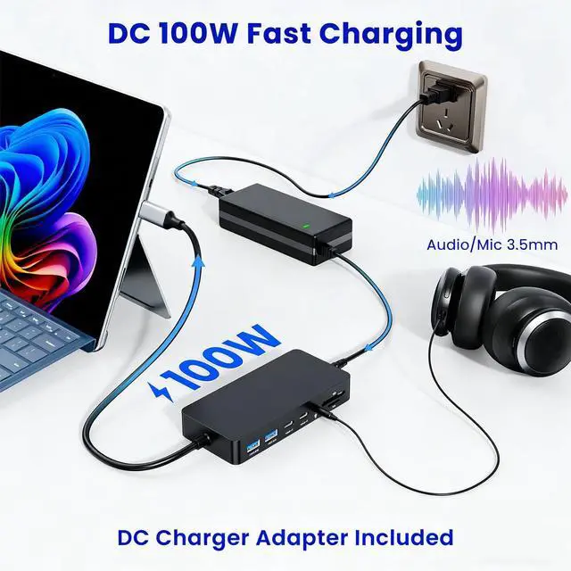 Alt view image 7 of 7 - New Surface Thunderbolt 4 Dock Dual HDMI+VGA Adapter 12 in 1 Surface Pro Docking Station for Surface Pro 12/11/10/9/8/X/7+/7,Surface Laptop 7/6/5/4/3,Surface Go 4/3/2/1,Surface Laptop Go/Surface Book