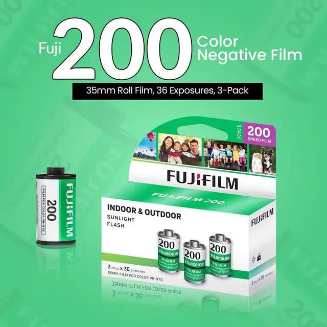 Alt view image 2 of 7 - Fujicolor 200 ISO 35mm Color Film 3 Pack (36 Exposures Each) + PixiBytes Microfiber Cleaning Cloth Color Negative Film (200 Speed, 1 Pack (3 Rolls))