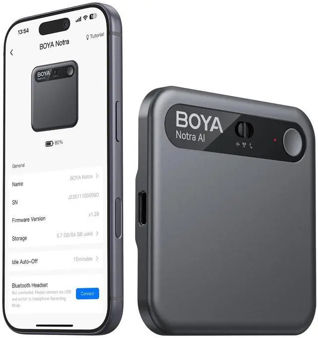 Main image of Notra AI Voice Recorder for Meetings & Calls,Interviews & Teams, Black | Ai Note Taker with Transcription & Summary, 64GB Storage, Secure Cloud Sync, Supports 140+ Languages, MagSafe Compatible