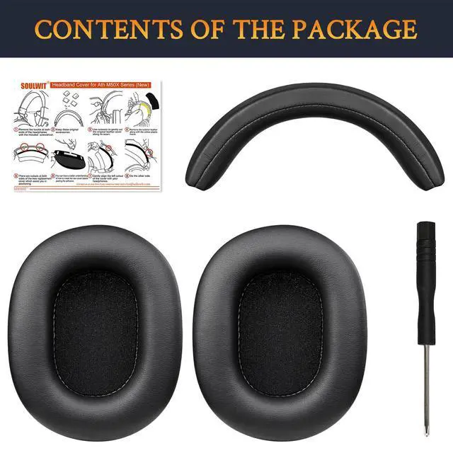 Alt view image 2 of 7 - Replacement Kit for ATH M50X - Black | (Ear Pads+Headband+Silicone Sweat Cover) for Audio Technica M50, M50X, M50XWH, M50XBT, M50XBT2, M50S/LE Headphones