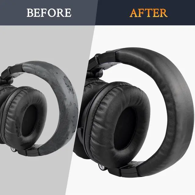 Alt view image 6 of 7 - Replacement Kit for ATH M50X - Black | (Ear Pads+Headband+Silicone Sweat Cover) for Audio Technica M50, M50X, M50XWH, M50XBT, M50XBT2, M50S/LE Headphones