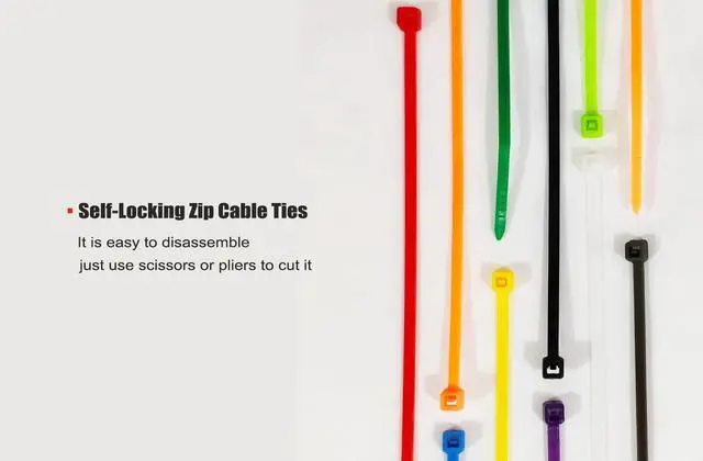 Alt view image 4 of 6 - 8 Inch 1000pcs Colored Zip Ties, 20lb Strength, Multi-Purpose Cable Ties