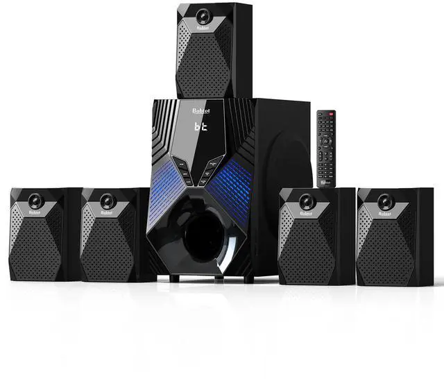 Main image of Home Theater System, 1000 Watts Peak Power Surround Sound Systems | 5 Wired Satellite Audio Speakers 8" Subwoofer 5.1/2.1 Channel Deep Bass with ARC Optical Bluetooth AUX Input