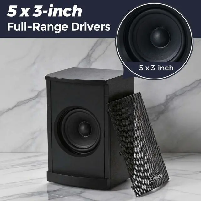 Alt view image 4 of 7 - 5.1 Surround Sound Systems Home Theater System, Wired Surround Sound Speaker System with 6.5" Subwoofer, Bluetooth 5.3 Audio System for TV Living Room, RCA Coaxial Optical Input, Metal Mesh