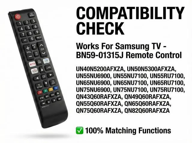 Alt view image 3 of 7 - BN59-01315J Replacement Remote for Samsung Smart TV No Setup Required | with Hotkeys for Netflix for Prime Video for Samsung Plus TV and AAA*2 Batteries Included