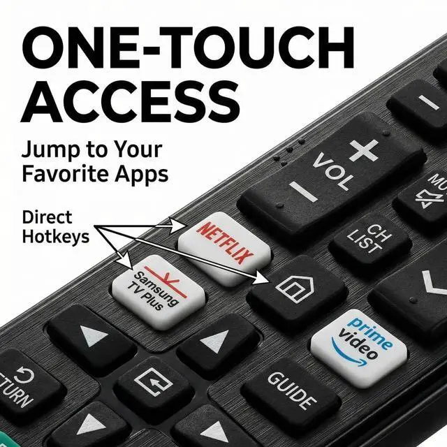 Alt view image 4 of 7 - BN59-01315J Replacement Remote for Samsung Smart TV No Setup Required | with Hotkeys for Netflix for Prime Video for Samsung Plus TV and AAA*2 Batteries Included