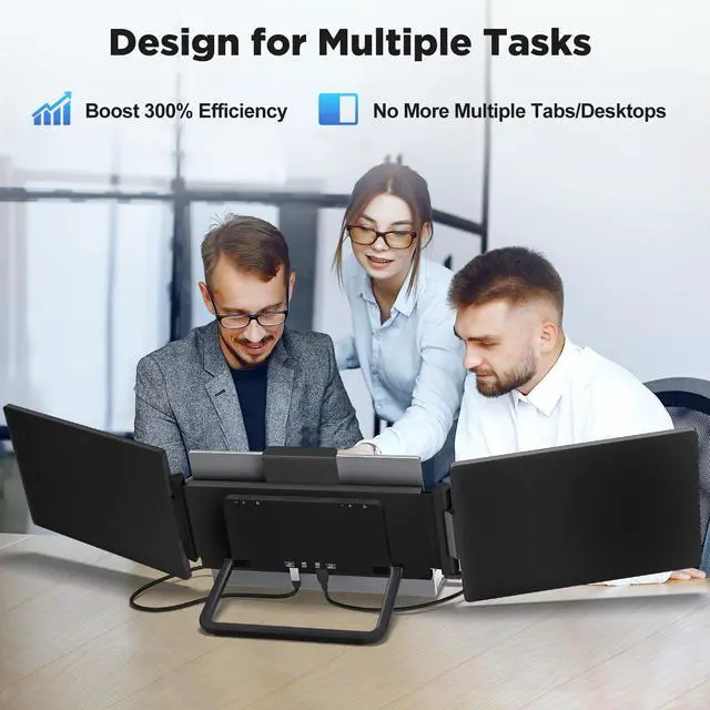 Alt view image 5 of 7 - Laptop Screen Extender, 14" 1200P FHD IPS Light & Portable Triple Monitor 16:10 for 13.3"-16" Laptops, USB-C & HDMI Plug & Play Monitor Extender with Metal Stand for Mac/Wins/Android/Chrome