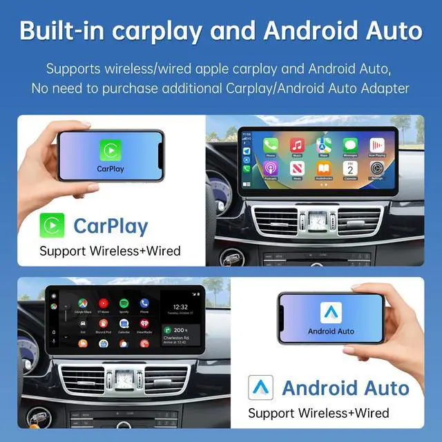 Alt view image 3 of 7 - 12.3" CarPlay Screen for Mercedes-Benz E Class W212 (2013-2015) | with NTG4.5/4.7 System, Ultra-Narrow Linux HD Screen, Support Wireless CarPlay, Android Auto, Mirrorlink