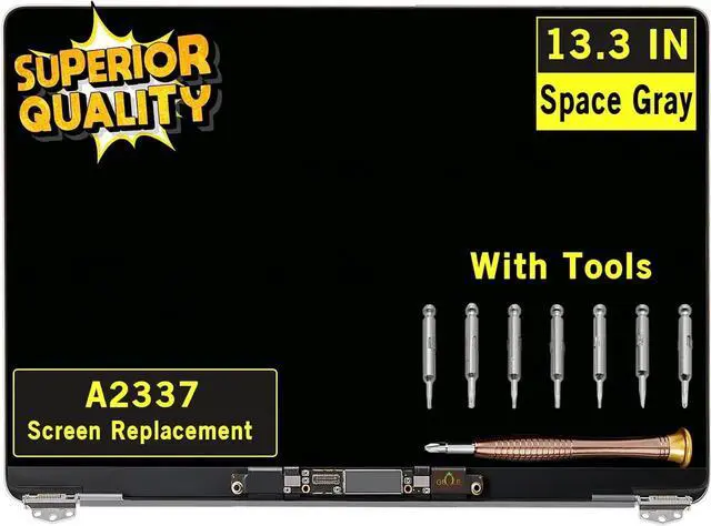 Main image of Screen Replacement for MacBook Air A2337 M1 2020 Year EMC 3598 MGN63 MGN93 MGND3 MGN73 MGNA3 MGNE3 Retina Full LCD Display Screen Complete Top Assembly 13.3" 2560x1600 (Space Gray)