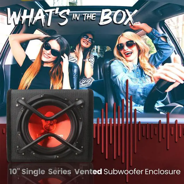 Alt view image 2 of 7 - 10"" 1000W Edition Active Car Subwoofer, Includes Loaded Enclosure with Amplifier (Subwoofer-B), Red