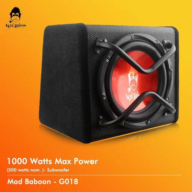 Alt view image 3 of 7 - 10"" 1000W Edition Active Car Subwoofer, Includes Loaded Enclosure with Amplifier (Subwoofer-B), Red