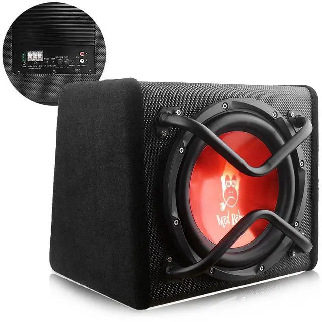 Main image of 10"" 1000W Edition Active Car Subwoofer, Includes Loaded Enclosure with Amplifier (Subwoofer-B), Red