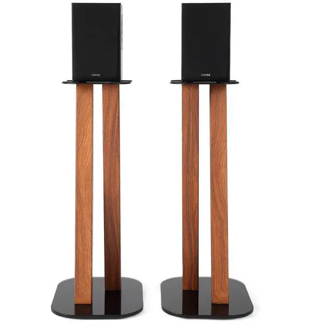 Alt view image 2 of 7 - One Pair Fixed Height Universal Speaker Floor Stands - Cedar - 600 Series