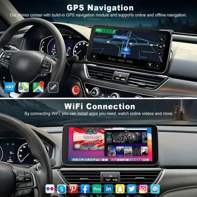 Alt view image 4 of 7 - Car Radio Stereo for Honda Accord 10th 2018 2019 2020 2021 2022 | 4GB+64GB, Android GPS Wireless CarPlay Android Auto Navi Upgrade Head Unit 12.3 Inch Screen,SWC FM Bluetooth Backup Camera