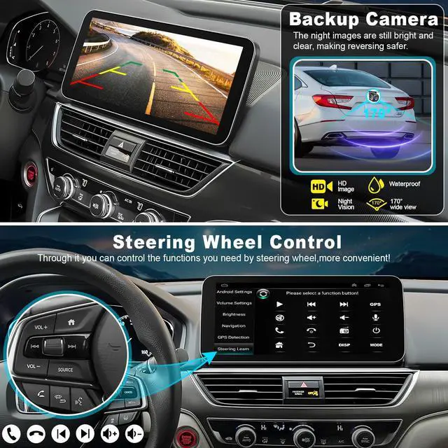 Alt view image 6 of 7 - Car Radio Stereo for Honda Accord 10th 2018 2019 2020 2021 2022 | 4GB+64GB, Android GPS Wireless CarPlay Android Auto Navi Upgrade Head Unit 12.3 Inch Screen,SWC FM Bluetooth Backup Camera