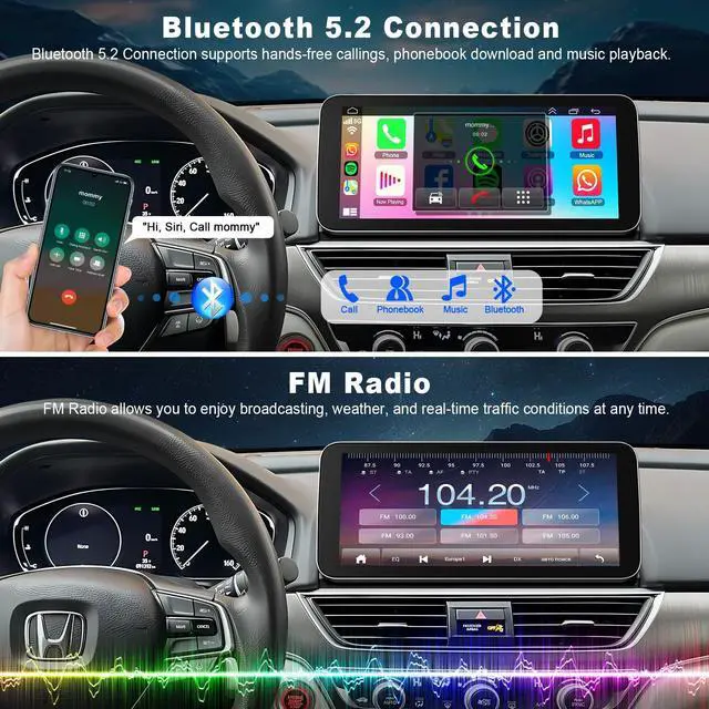 Alt view image 7 of 7 - Car Radio Stereo for Honda Accord 10th 2018 2019 2020 2021 2022 | 4GB+64GB, Android GPS Wireless CarPlay Android Auto Navi Upgrade Head Unit 12.3 Inch Screen,SWC FM Bluetooth Backup Camera