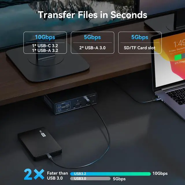 Alt view image 5 of 7 - DisplayLink Docking Station 3 Monitors, 19 in 1 Laptop Docking Station | Triple 4K 60Hz HDMI/DisplayPort, 100W PD, Thunderbolt 3/4, USB 3.2 10Gbps, Audio and Ethernet Port, for MacBook Pro/Air M1-M5