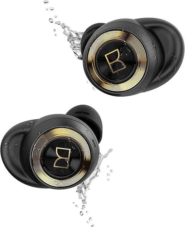 Alt view image 2 of 7 - Achieve 100 AirLinks Wireless Earbuds, True Wireless Earbuds Bluetooth Headphones, Earphones in-Ear Built-in Mic Headset, Water Resistant Design for Sports, Black Gold