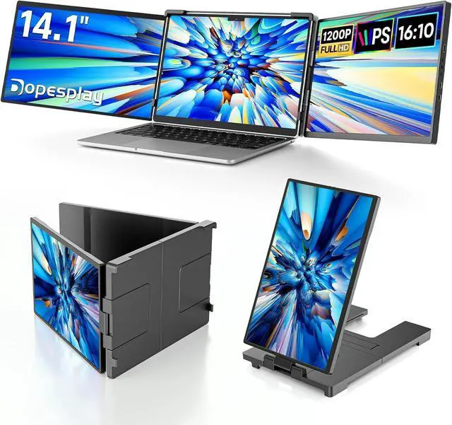 Main image of Laptop Screen Extender, 14" Triple Portable Monitor for Laptop, FHD 1200P IPS Screen Extender Monitors for 14"-17.3" Carry a USB flash drivePlug & Play Compatible with Windows, Mac, Android