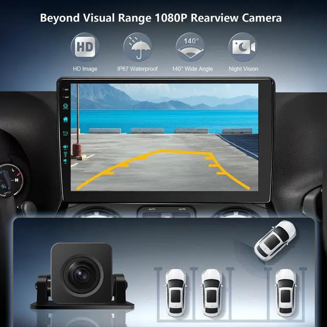 Alt view image 6 of 6 - 10.2 Inch Car Radio Stereo Upgrade Android 13 for Jeep Wrangler JK 2007-2018 with CarPlay Android Auto 1080P Backup Camera/BT5.4 ((4Ram 64Rom) 10.2)