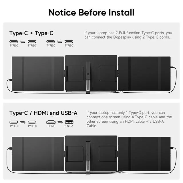 Alt view image 2 of 7 - Laptop Screen Extender, 14" Triple Portable Monitor for Laptop, FHD 1200P IPS Screen Extender Monitors for 14"-17.3" Carry a USB flash drivePlug & Play Compatible with Windows, Mac, Android