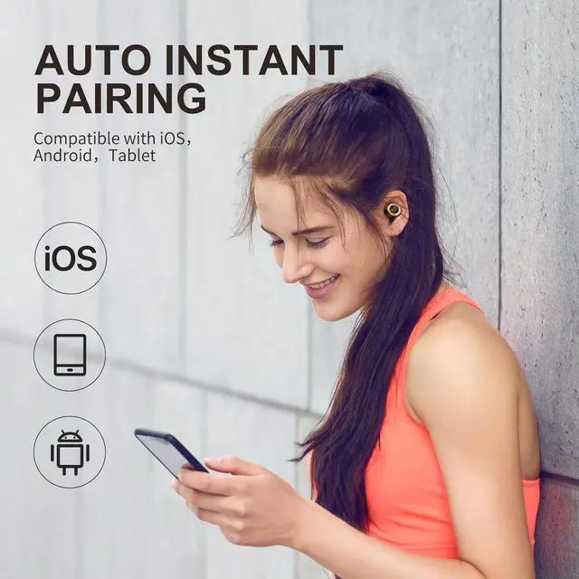 Alt view image 6 of 7 - Achieve 100 AirLinks Wireless Earbuds, True Wireless Earbuds Bluetooth Headphones, Earphones in-Ear Built-in Mic Headset, Water Resistant Design for Sports, Black Gold