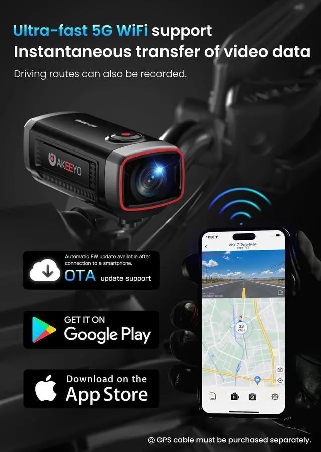 Alt view image 6 of 7 - 710Pro EIS Motorcycle Camera, 4K28FPS 20MP WiFi Dash Cam, IP66 Ultra HD Waterproof Motorcycle Helmet Camera, 142° Wide Angle View Night Vision with 64GB Card, G-Sensor, Parking Mode