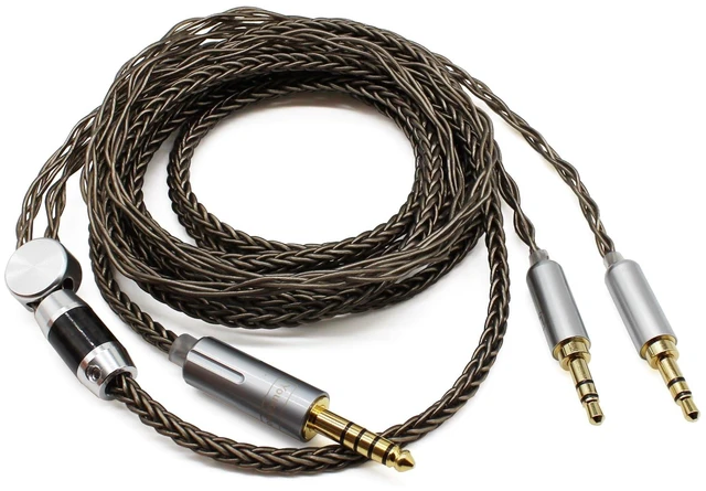 Main image of 4.4mm Cable Compatible with Hifiman HE4XX, HE-400i Headphones 8 Core Braided Silver Plated Replacement Audio Upgrade Cable (4.4mm to Dual 3.5mm Male Version)