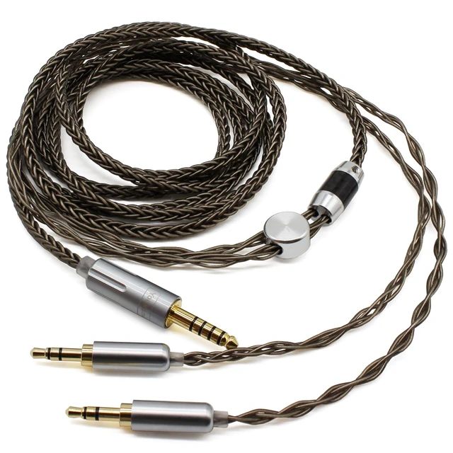 Alt view image 2 of 7 - 4.4mm Cable Compatible with Hifiman HE4XX, HE-400i Headphones 8 Core Braided Silver Plated Replacement Audio Upgrade Cable (4.4mm to Dual 3.5mm Male Version)