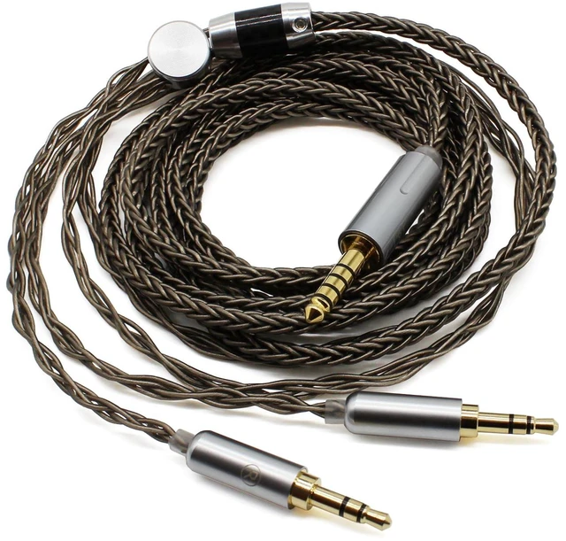 Alt view image 5 of 7 - 4.4mm Cable Compatible with Hifiman HE4XX, HE-400i Headphones 8 Core Braided Silver Plated Replacement Audio Upgrade Cable (4.4mm to Dual 3.5mm Male Version)