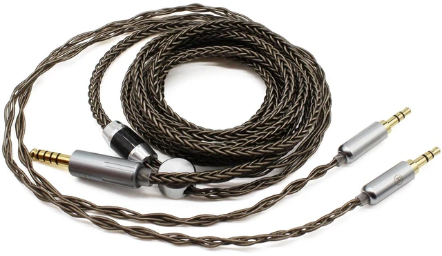 Alt view image 6 of 7 - 4.4mm Cable Compatible with Hifiman HE4XX, HE-400i Headphones 8 Core Braided Silver Plated Replacement Audio Upgrade Cable (4.4mm to Dual 3.5mm Male Version)