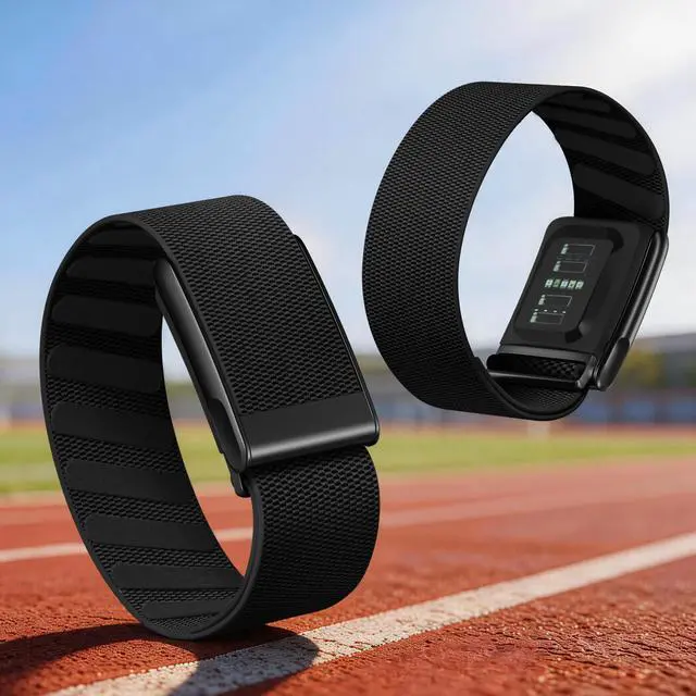 Alt view image 5 of 7 - Nylon Bicep Band Compatible with Whoop 5.0 Bands One, Peak and Life MG, Breathable Sport Adjustable Elastic Replacement Strap for Whoop Bicep Band 5.0 Fitness Activity Tracker, BlackBlack