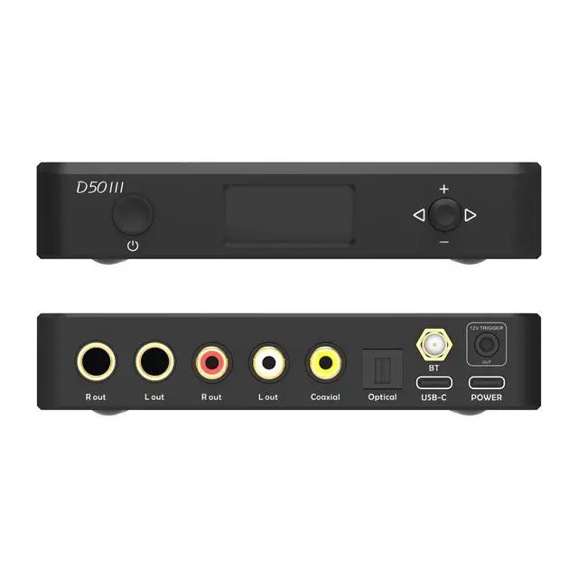 Alt view image 7 of 7 - D50 III Desktop HiFi DAC & Preamplifier, Dual ES9039Q2M, Bluetooth 5.1, Hi-Res Audio, DSD512/PCM768kHz Support, RCA/TRS Outputs, Includes 12V Trigger and Remote Control (Black)