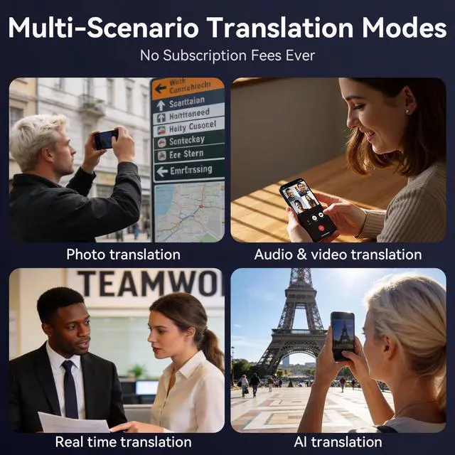 Alt view image 4 of 7 - AI Translation Smart Glasses 100+ Languages Real-Time Interpreter, Bluetooth 5.4 for Music & Calls, UV and Blue Light Blocking, Lightweight and Waterproof for Travel and Business Meetings