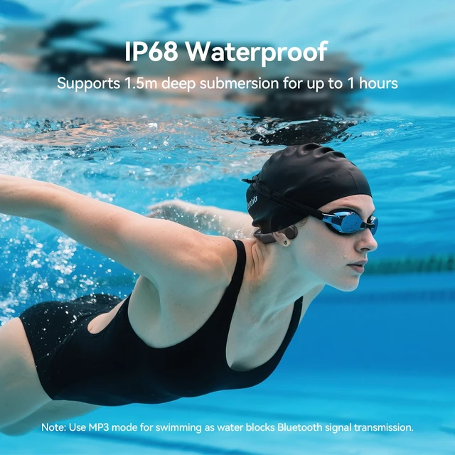 Alt view image 4 of 7 - Swimming Headphones Runner4, Bone Conduction Headphone IP68 Waterproof Open Ear Wireless Bluetooth 5.4 Earphones, 16GB MP3 Memory, Underwater Sport Earbuds for Swimming Running Cycling Fitness