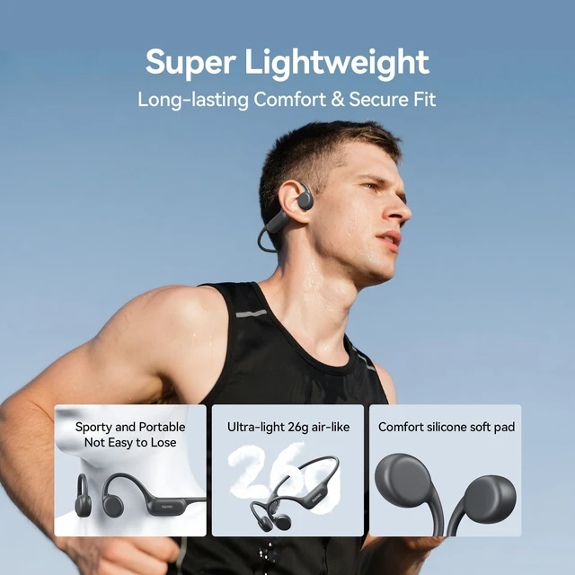 Alt view image 6 of 7 - Swimming Headphones Runner4, Bone Conduction Headphone IP68 Waterproof Open Ear Wireless Bluetooth 5.4 Earphones, 16GB MP3 Memory, Underwater Sport Earbuds for Swimming Running Cycling Fitness