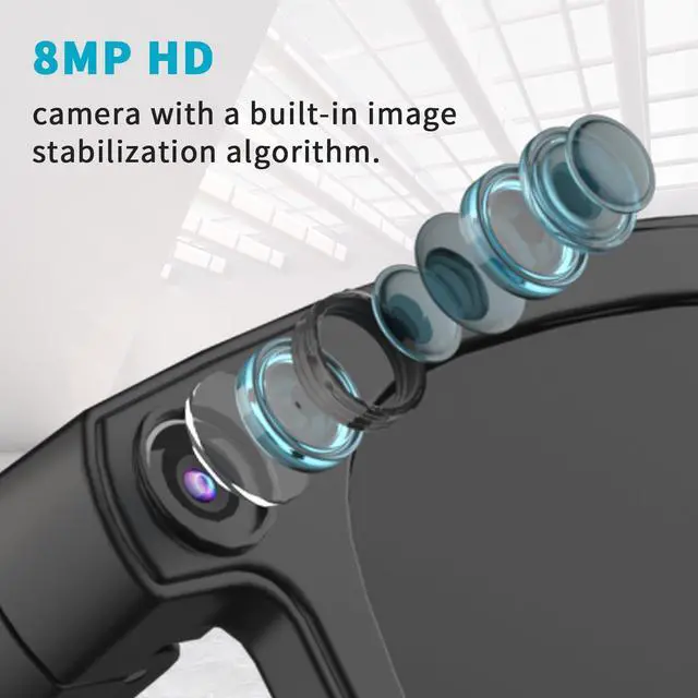 Alt view image 2 of 6 - Smart Glasses with Camera & AI, 8MP Photo/Video Recording Glasses with Image Stabilization, Live Translation & Voice Control, Bluetooth Music, for Outdoor Cycling Travel Recording