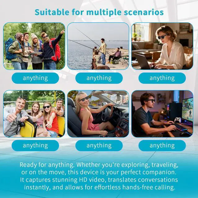 Alt view image 5 of 6 - Smart Glasses with Camera & AI, 8MP Photo/Video Recording Glasses with Image Stabilization, Live Translation & Voice Control, Bluetooth Music, for Outdoor Cycling Travel Recording