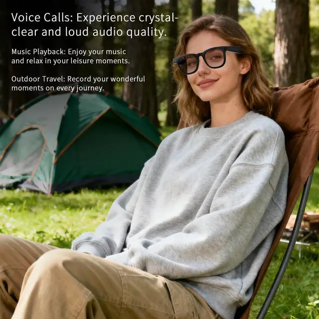 Alt view image 6 of 6 - Smart Glasses with Camera & AI, 8MP Photo/Video Recording Glasses with Image Stabilization, Live Translation & Voice Control, Bluetooth Music, for Outdoor Cycling Travel Recording