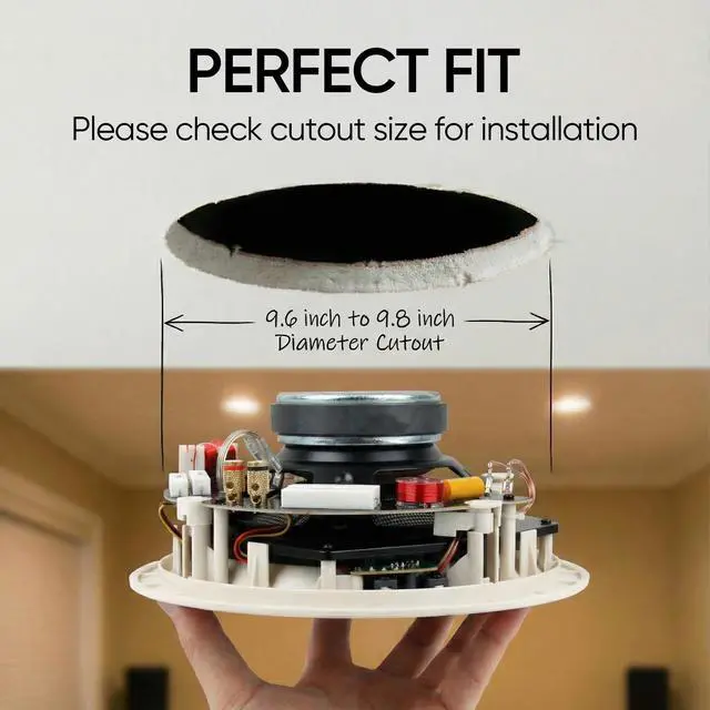Alt view image 2 of 7 - R-8C Reference 8-Inch 2-Way in-Ceiling Speaker, Round, Each, White | 9.5-Inch Cutout, Home Theater, 8" Carbon-Glass Woofer and 1" Aimable Aluminum-Dome Tweeter, Tone Controls, Low Profile Grille
