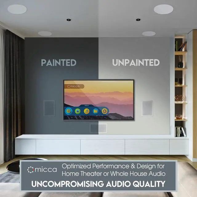 Alt view image 4 of 7 - R-8C Reference 8-Inch 2-Way in-Ceiling Speaker, Round, Each, White | 9.5-Inch Cutout, Home Theater, 8" Carbon-Glass Woofer and 1" Aimable Aluminum-Dome Tweeter, Tone Controls, Low Profile Grille