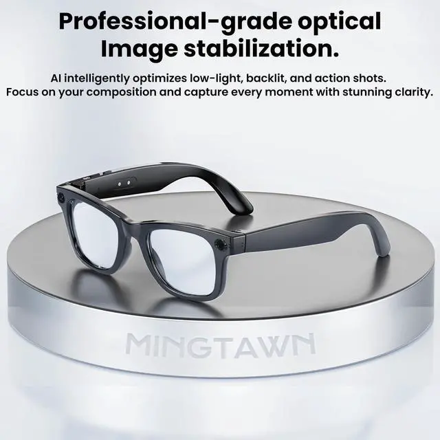 Alt view image 4 of 6 - AI Smart Glasses 4K HD Camera, BT Call, 800W Anti-Shake Camera Glasses with Video Recording Dual Mic, Simultaneous Interpretation/GPT Identify Objects, 270mAh Blue Light GlassesBlue Light