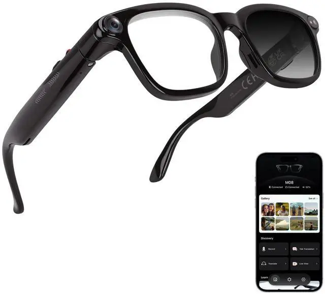 Main image of AI Smart Glasses with 8MP Camera, 4K Video Recording and Photo, Bluetooth 5.4 Audio Calls & Music, AI Voice Assistan, AI Recording, Real Time Translation - for Life, Work and Vlog