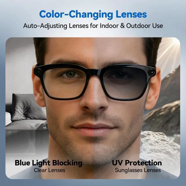 Alt view image 6 of 7 - AI Smart Glasses with 8MP Camera, 4K Video Recording and Photo, Bluetooth 5.4 Audio Calls & Music, AI Voice Assistan, AI Recording, Real Time Translation - for Life, Work and Vlog